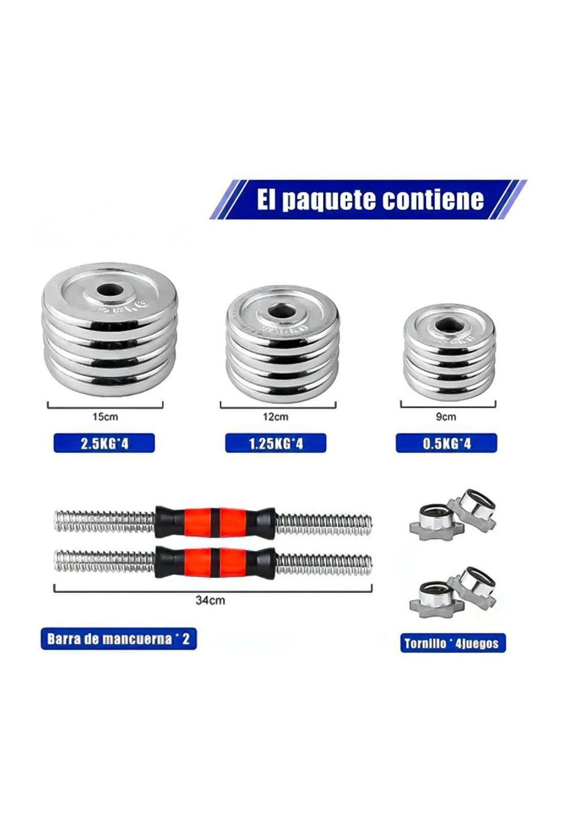 Set De Mancuernas Cromadas Ajustables 20 Kg Maletín Color Cromado-2