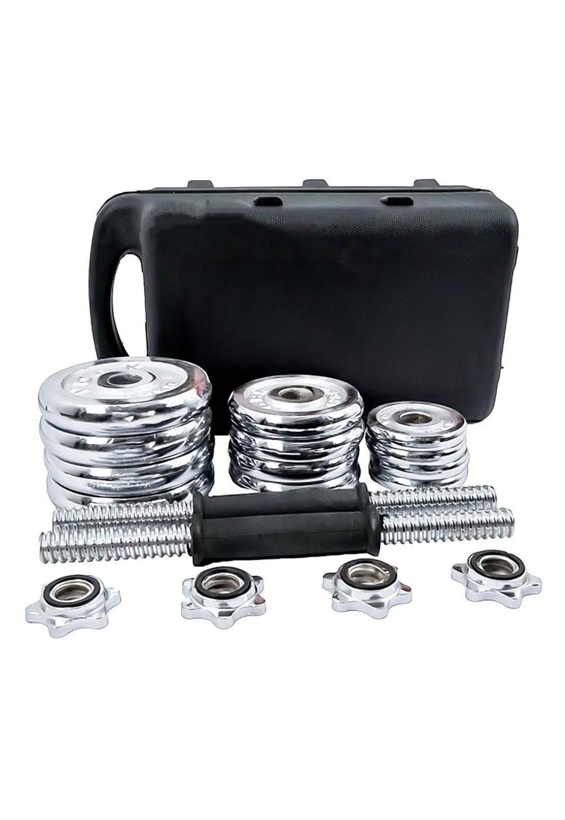 Set De Mancuernas Cromadas Ajustables 20 Kg Maletín Color Cromado B00st Fitness-3