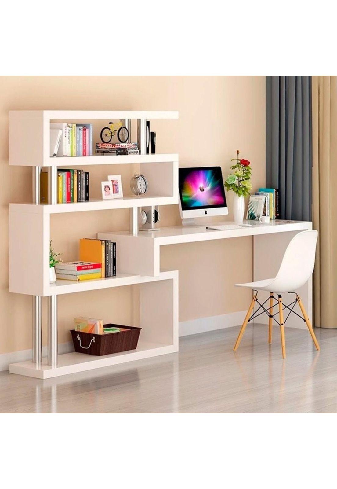 Escritorio esquinero 120x80x125cm con estantes Chic Home-2