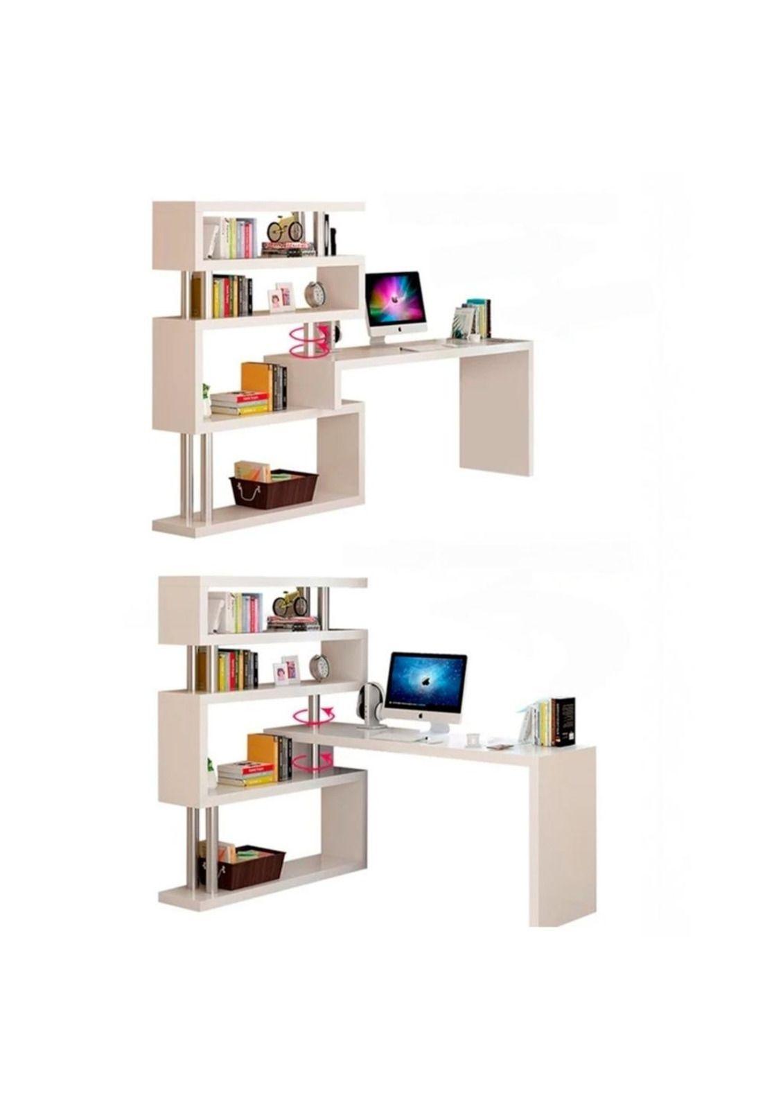 Escritorio esquinero 120x80x125cm con estantes Chic Home-4