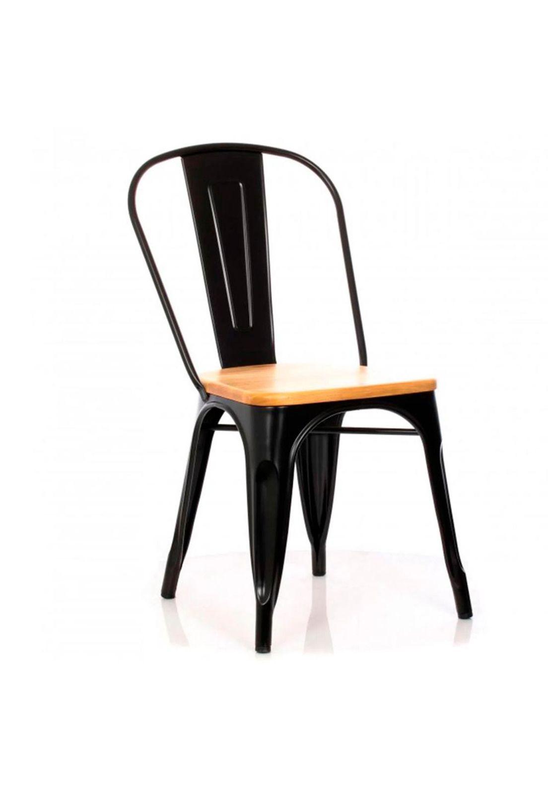 Silla Tolix Metal Con Asiento En Madera-0