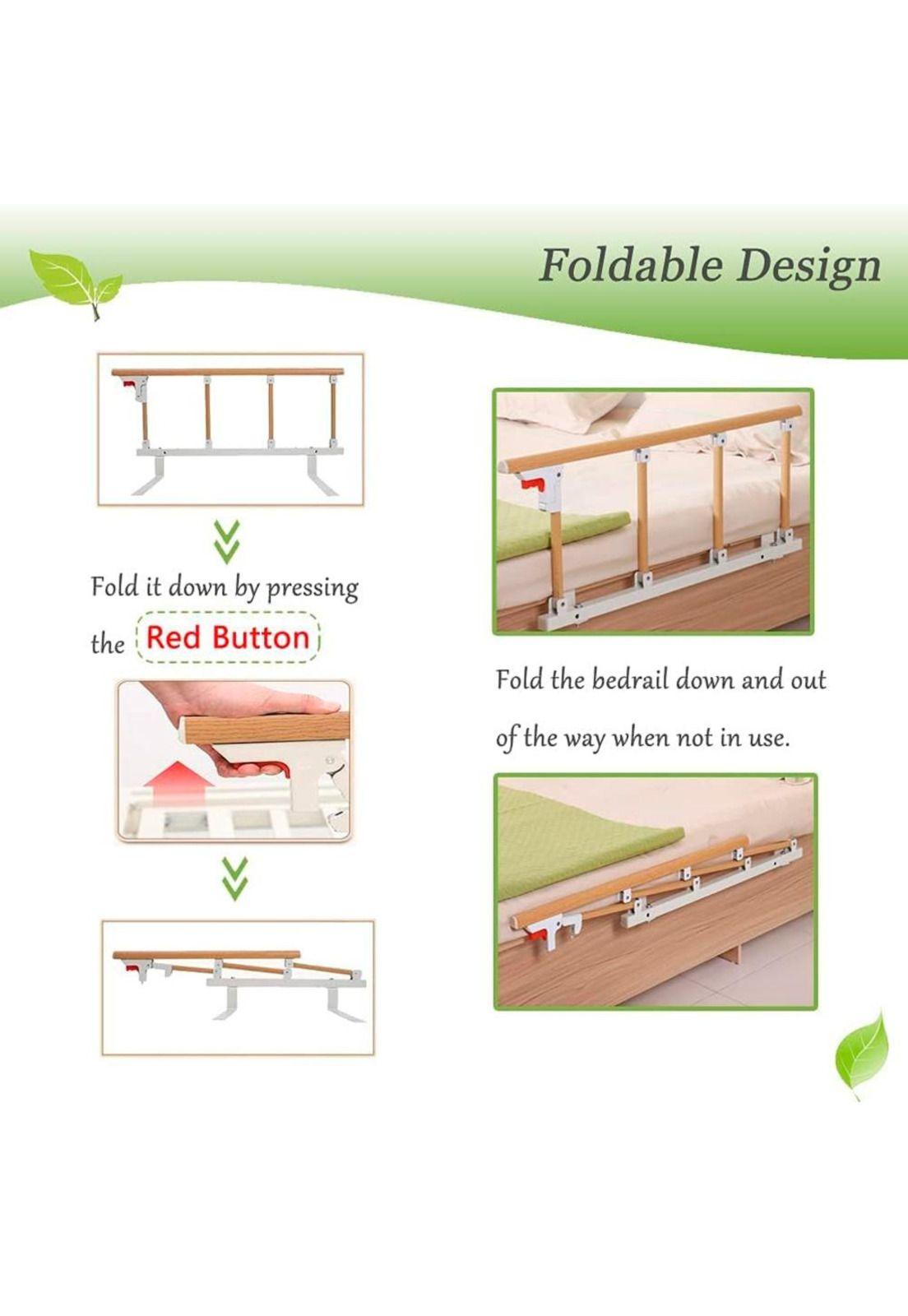 Baranda De Cama Lateral Anti Caída Para Cuidado Adulto Mayor Marrón-2