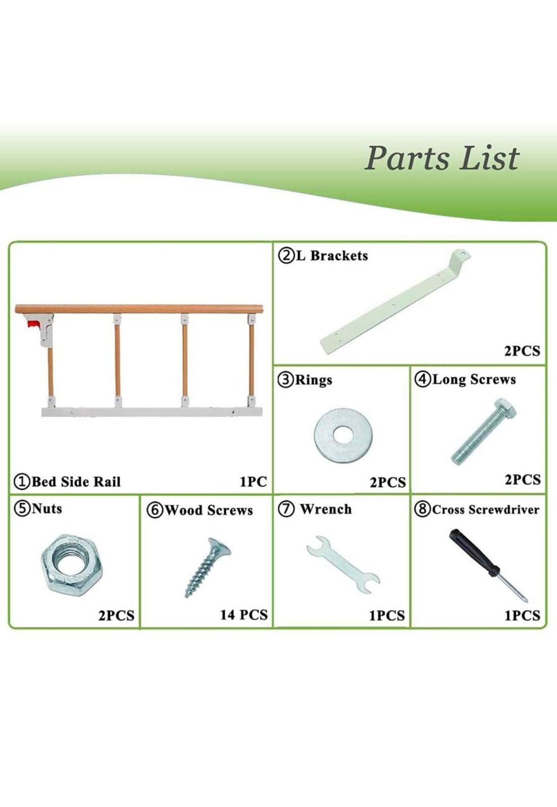 Baranda De Cama Lateral Anti Caída Para Cuidado Adulto Mayor Marrón-3