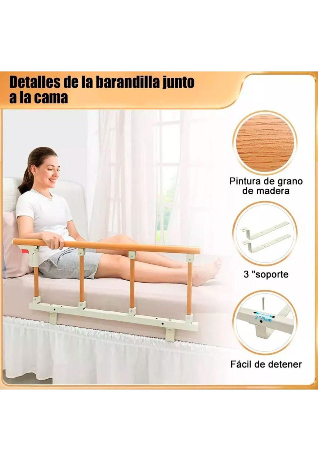 Baranda De Cama Lateral Anti Caída Para Cuidado Adulto Mayor Marrón-7