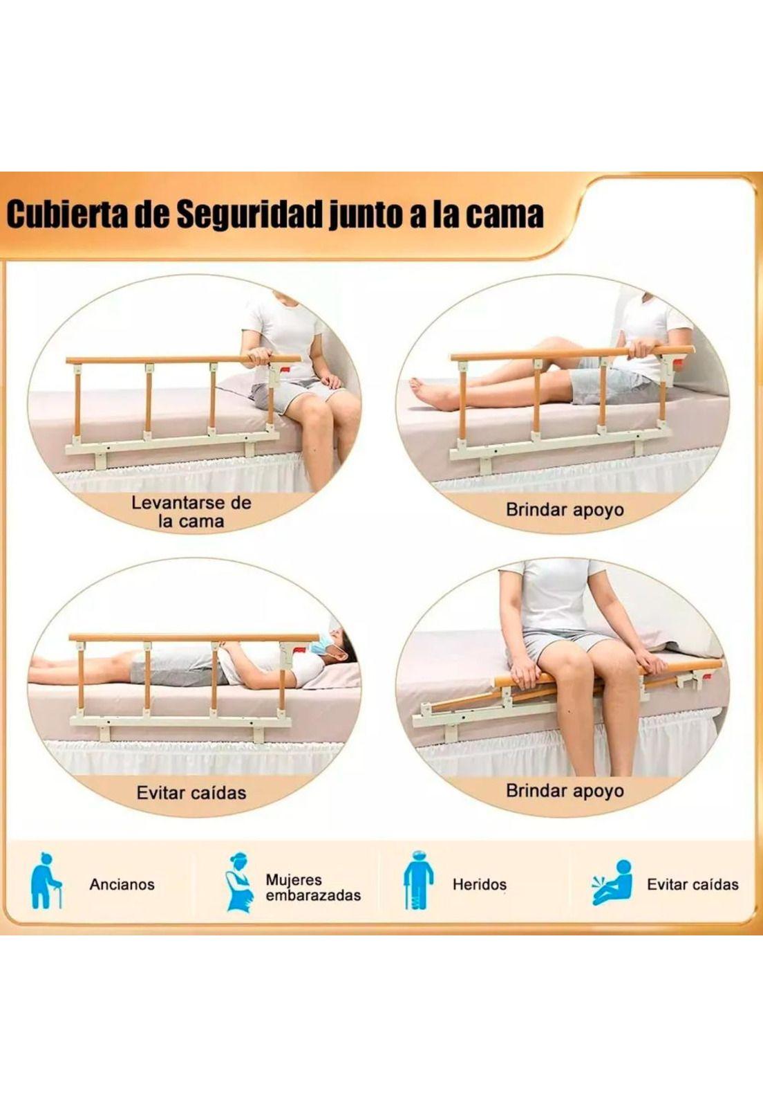 Baranda De Cama Lateral Anti Caída Para Cuidado Adulto Mayor Marrón-8