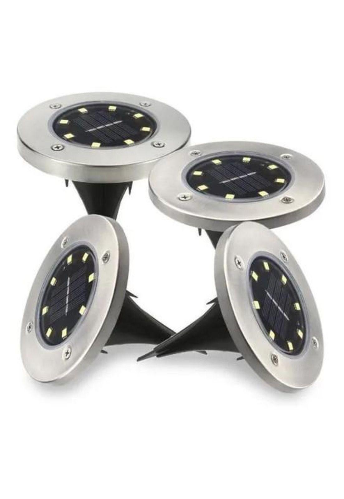 Pack 4 Luz Solar 8 Led Con Estaca Exterior Tierra Jardín-0