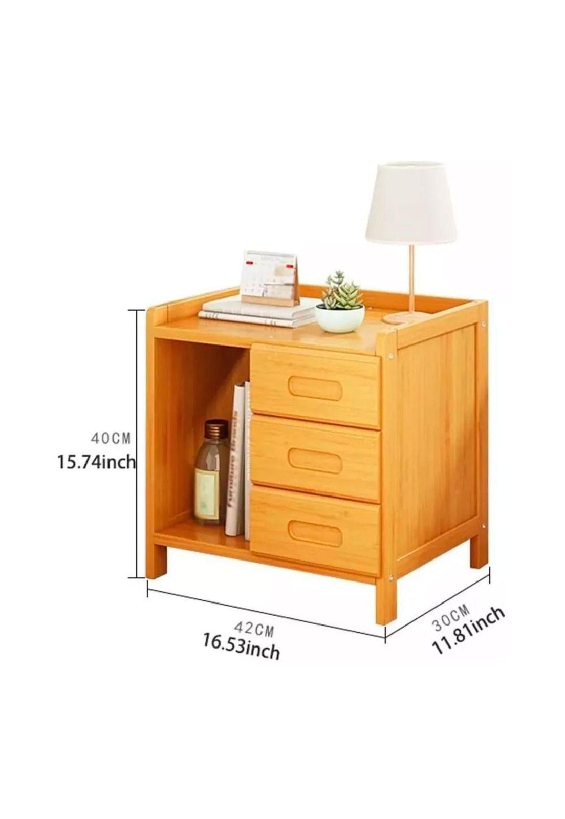 Velador color madera 3 cajones Chic Home-3