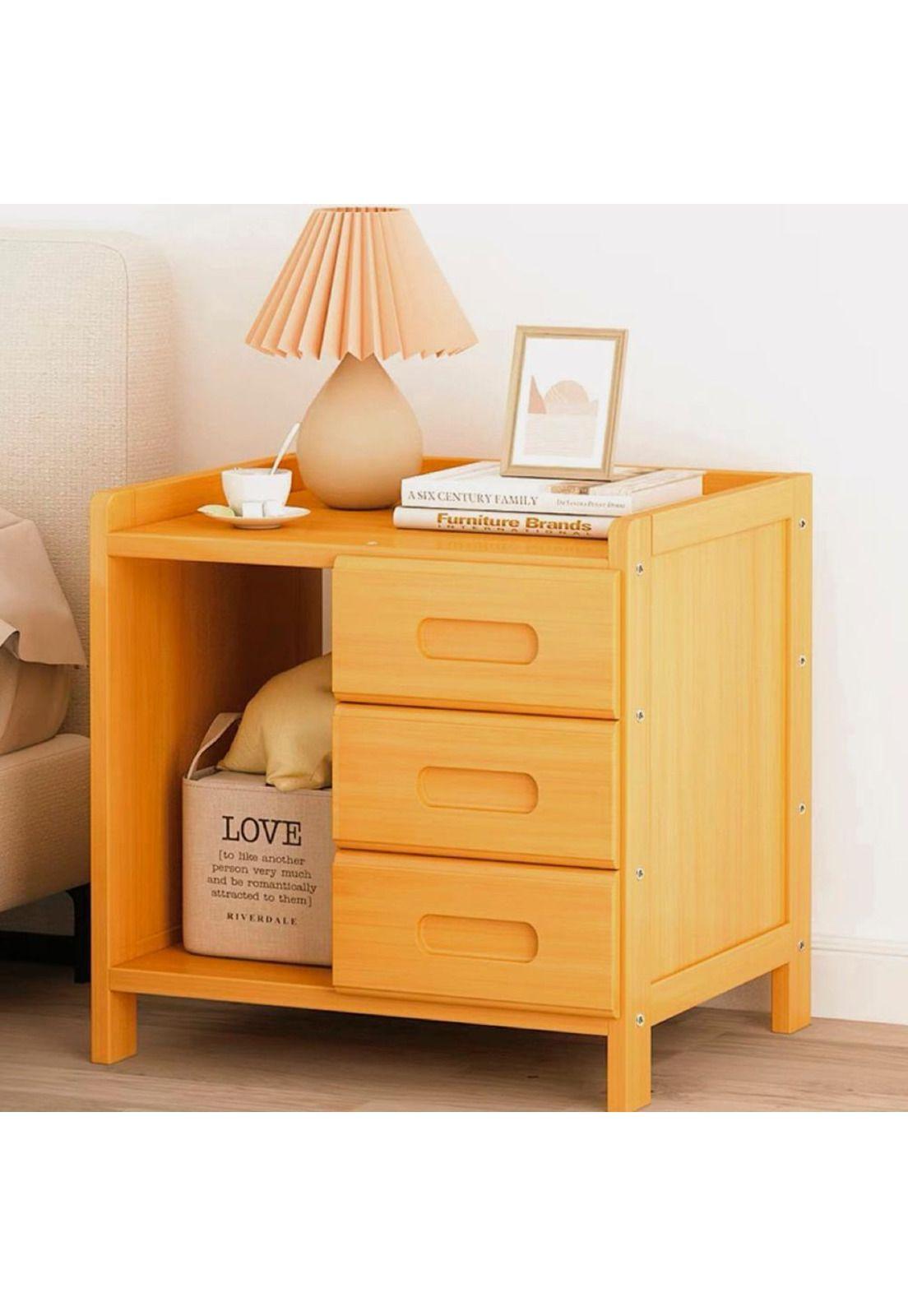 Velador color madera 3 cajones Chic Home-4