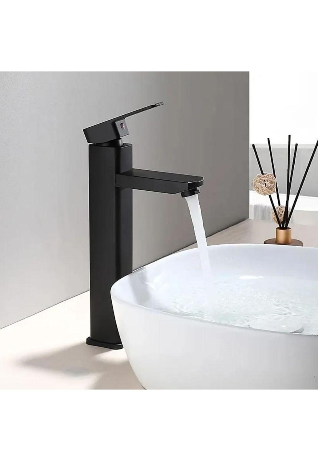 Llave Monomando Vanitorio Acero Inoxidable Negro Mate-2