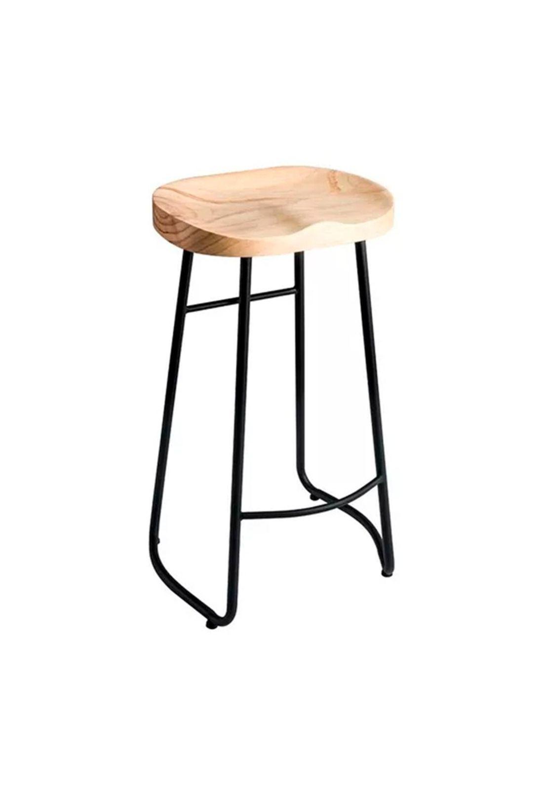 Silla de Bar Metálica 75 Cm Asiento Madera-0
