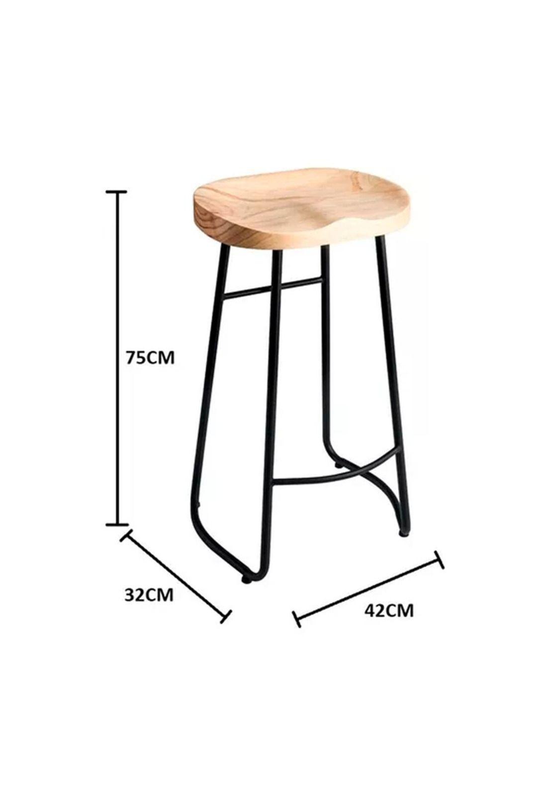 Silla de Bar Metálica 75 Cm Asiento Madera-1