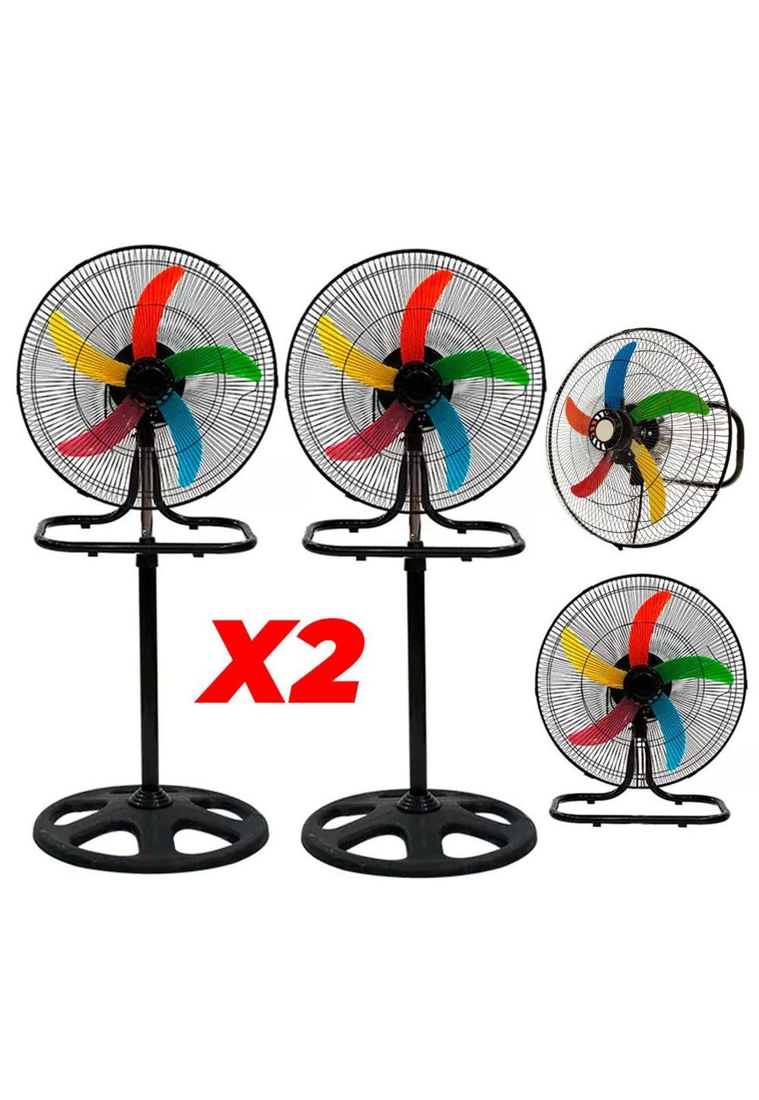 Pack X2 Ventilador industrial Metálico 18" Alta Potencia 3 en 1-0