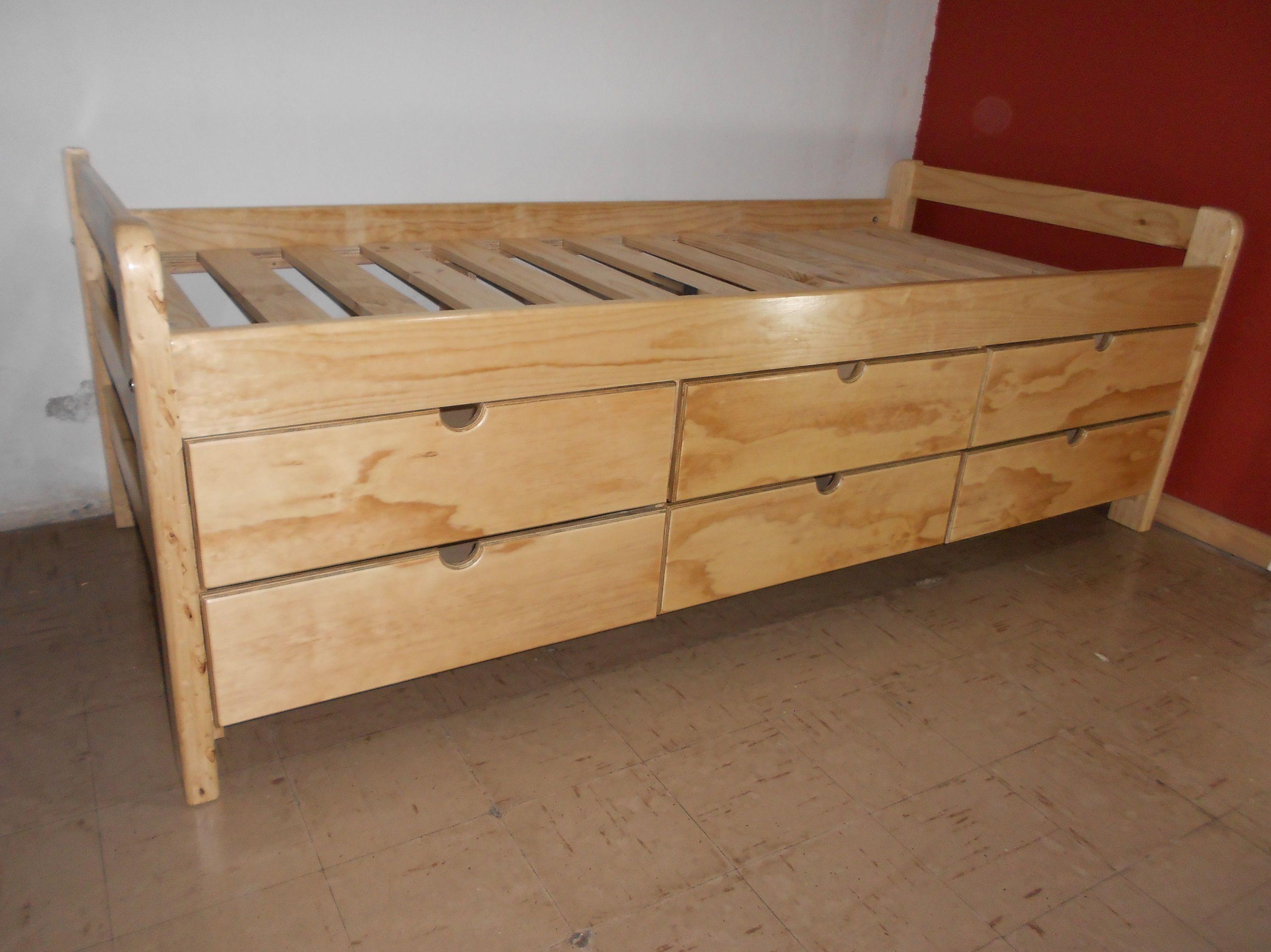 Cama con 6 cajones 1 plaza-1