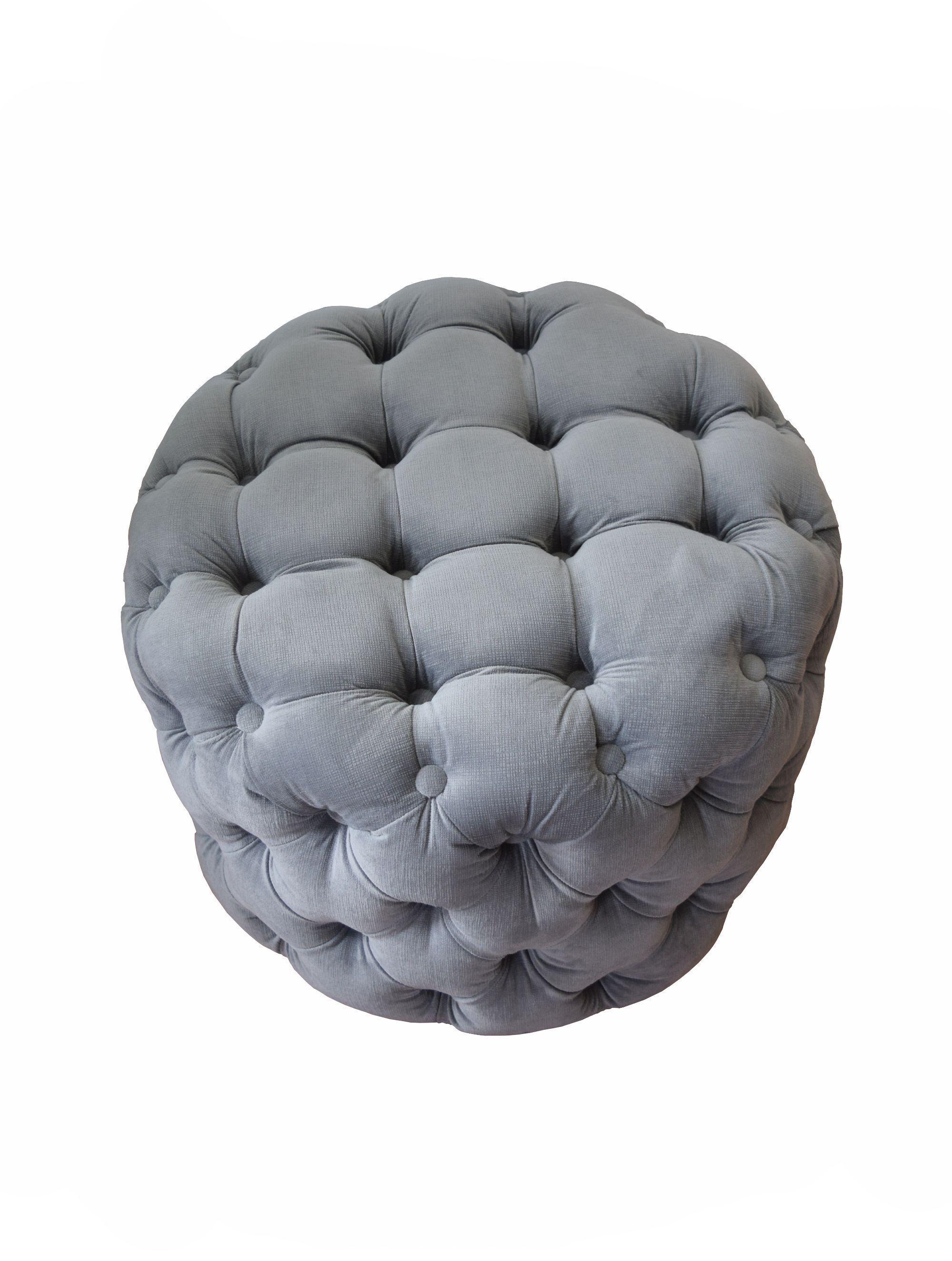 Pouf  D60 Miramar Felpa Gris con Relieve-2