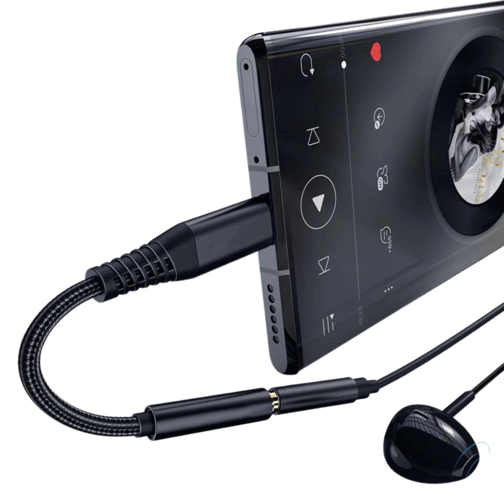 Adaptador USB C Audífonos compatible Samsung Chip Dac Negro-1