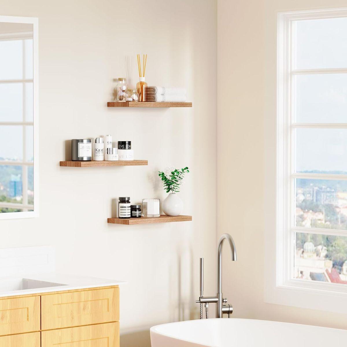 Repisa Flotantes Para Pared 40cm Madera Minimalistas Moderna Kit X3-2