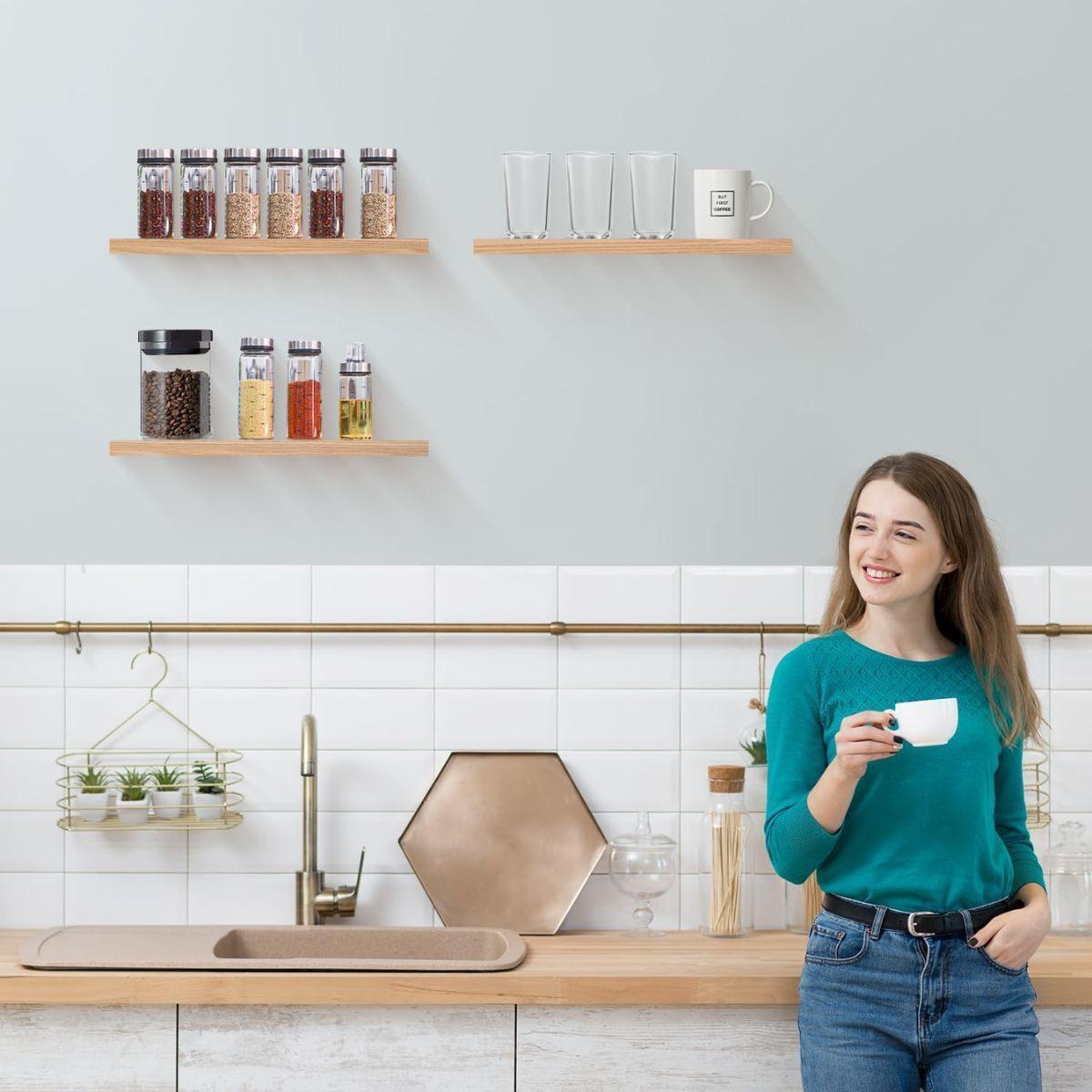 Repisa Flotantes Para Pared 40cm Madera Minimalistas Moderna Kit X3-3