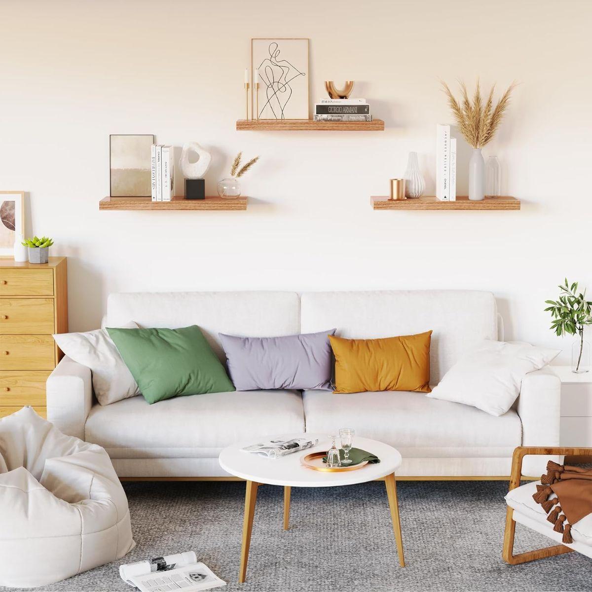 Repisa Flotantes Para Pared 40cm Madera Minimalistas Moderna Kit X3-6