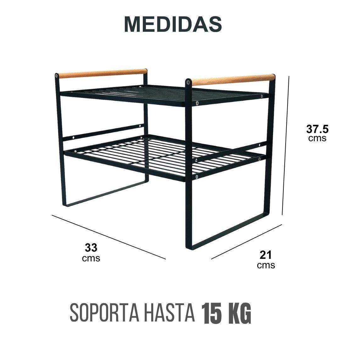Repisa organizadora 2 niveles de acero y madera 34 cm estante multiuso estilo n rdico-5