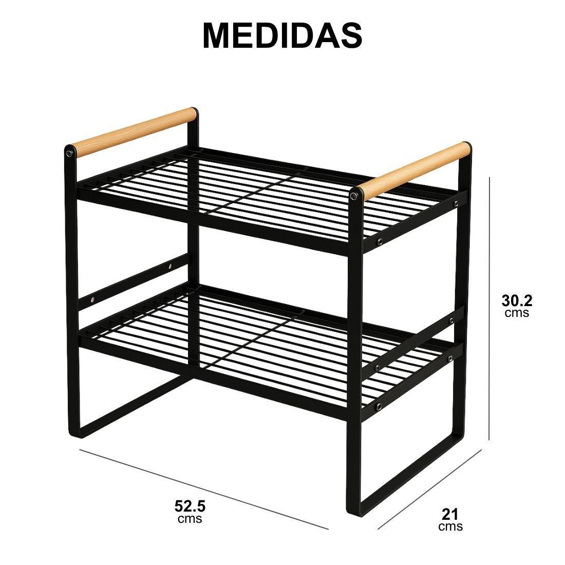 Repisa Organizador Cocina Acero Madera 2 Niveles 54cm Negro Estilo N rdico-4