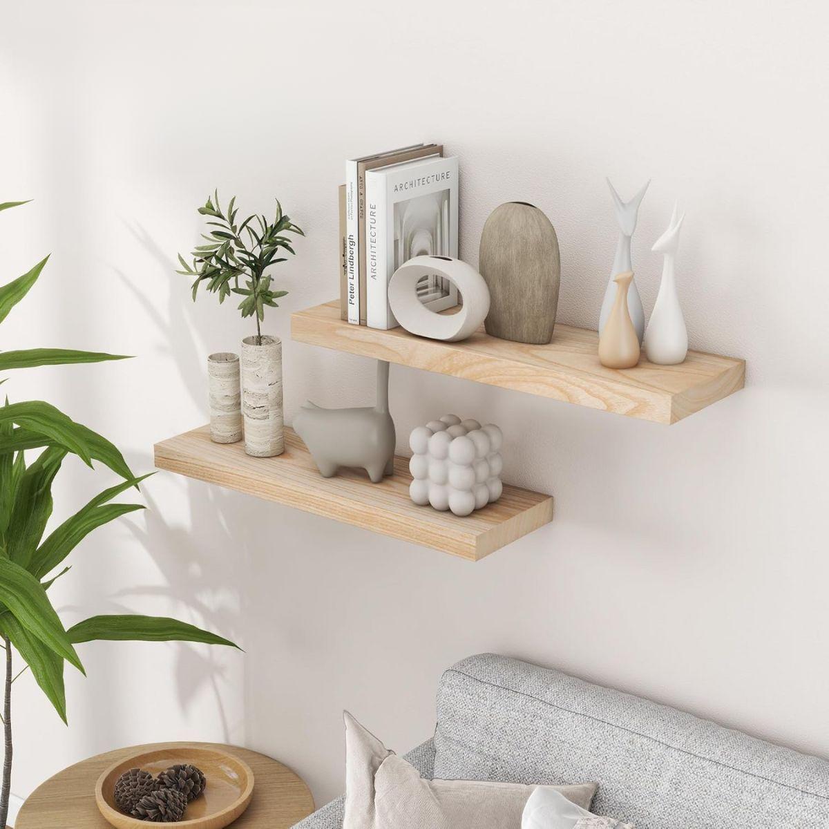 Repisa Flotantes Para Pared 40cm Madera Minimalistas Moderna Kit X2-2