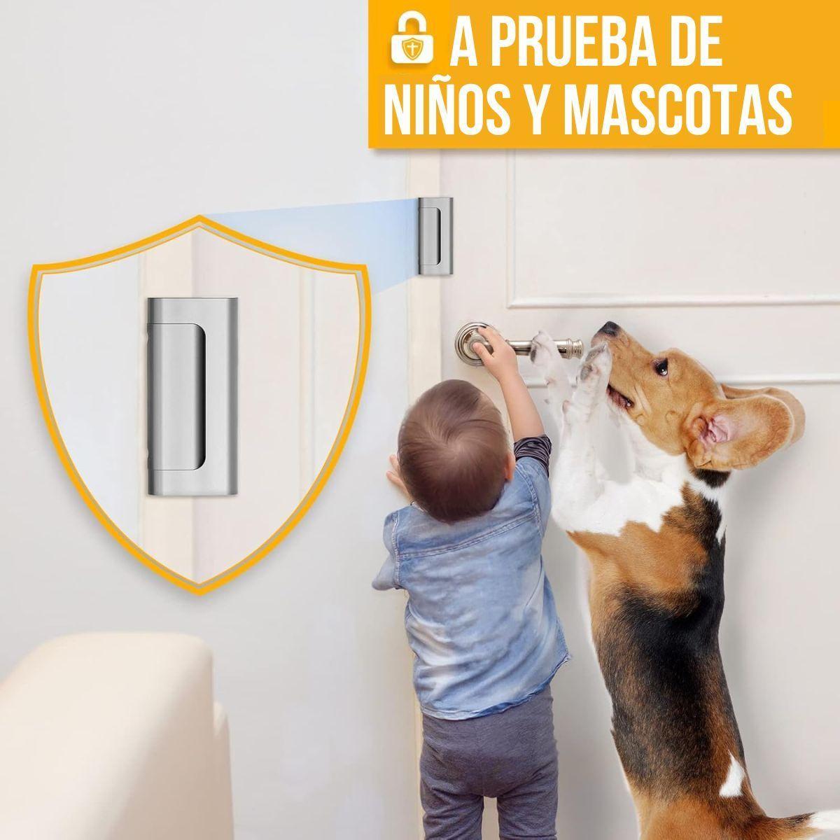 Cerradura Picaporte de Seguridad Puerta Chapa Refuerzo Puerta Plateado-3
