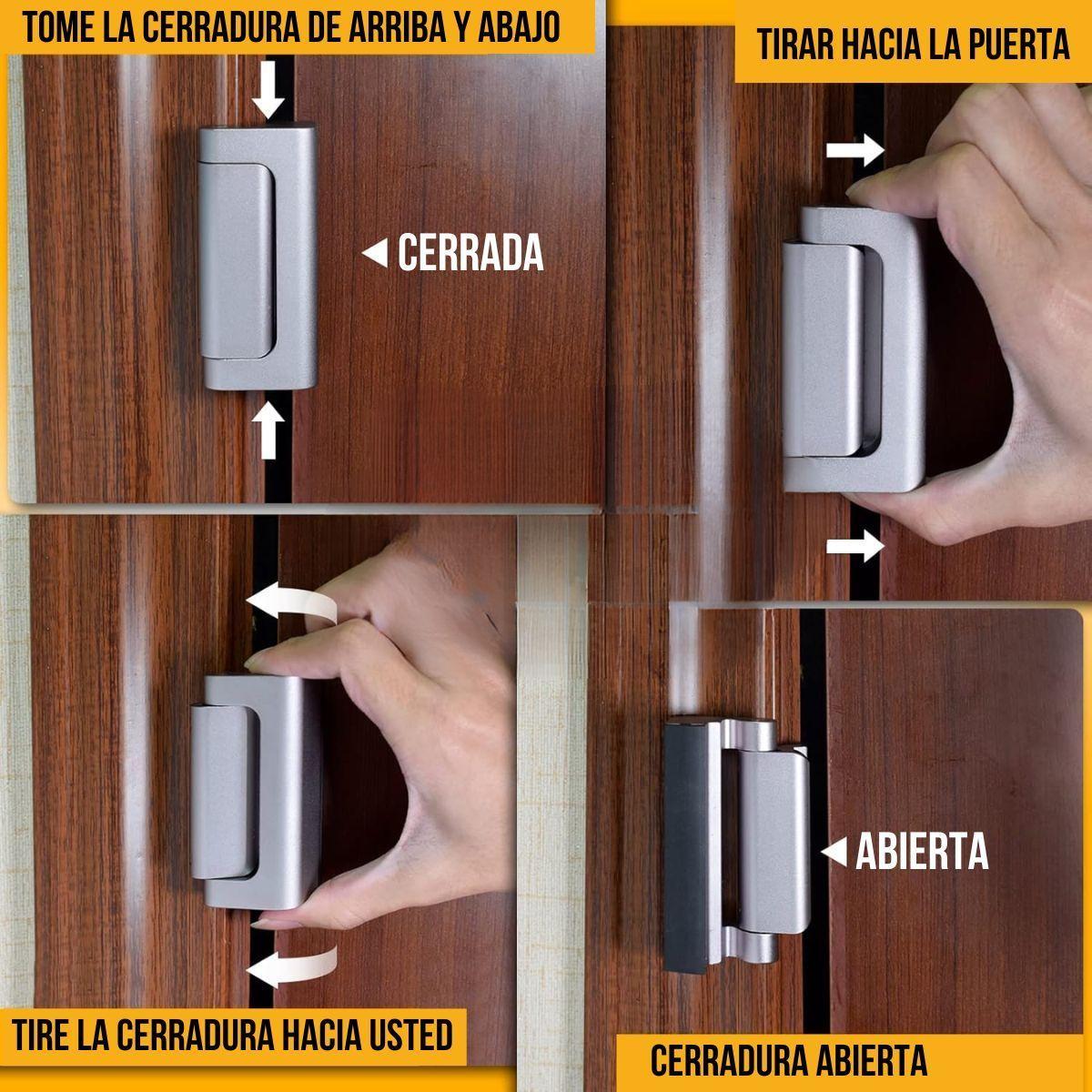 Cerradura Picaporte de Seguridad Puerta Chapa Refuerzo Puerta Plateado-4