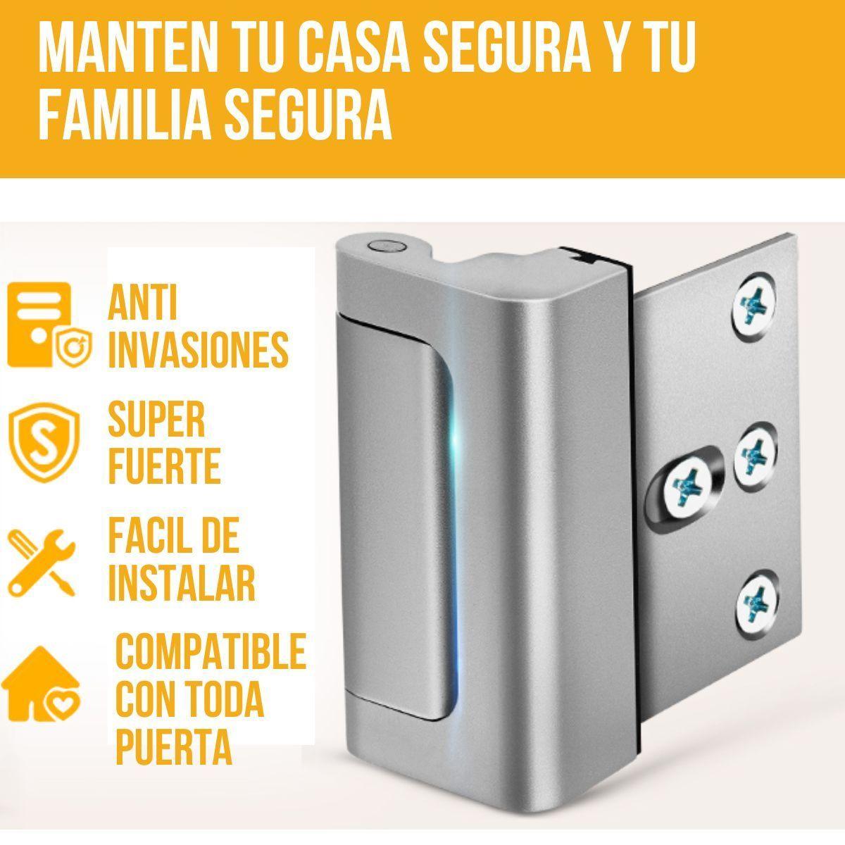 Cerradura Picaporte de Seguridad Puerta Chapa Refuerzo Puerta Plateado-6