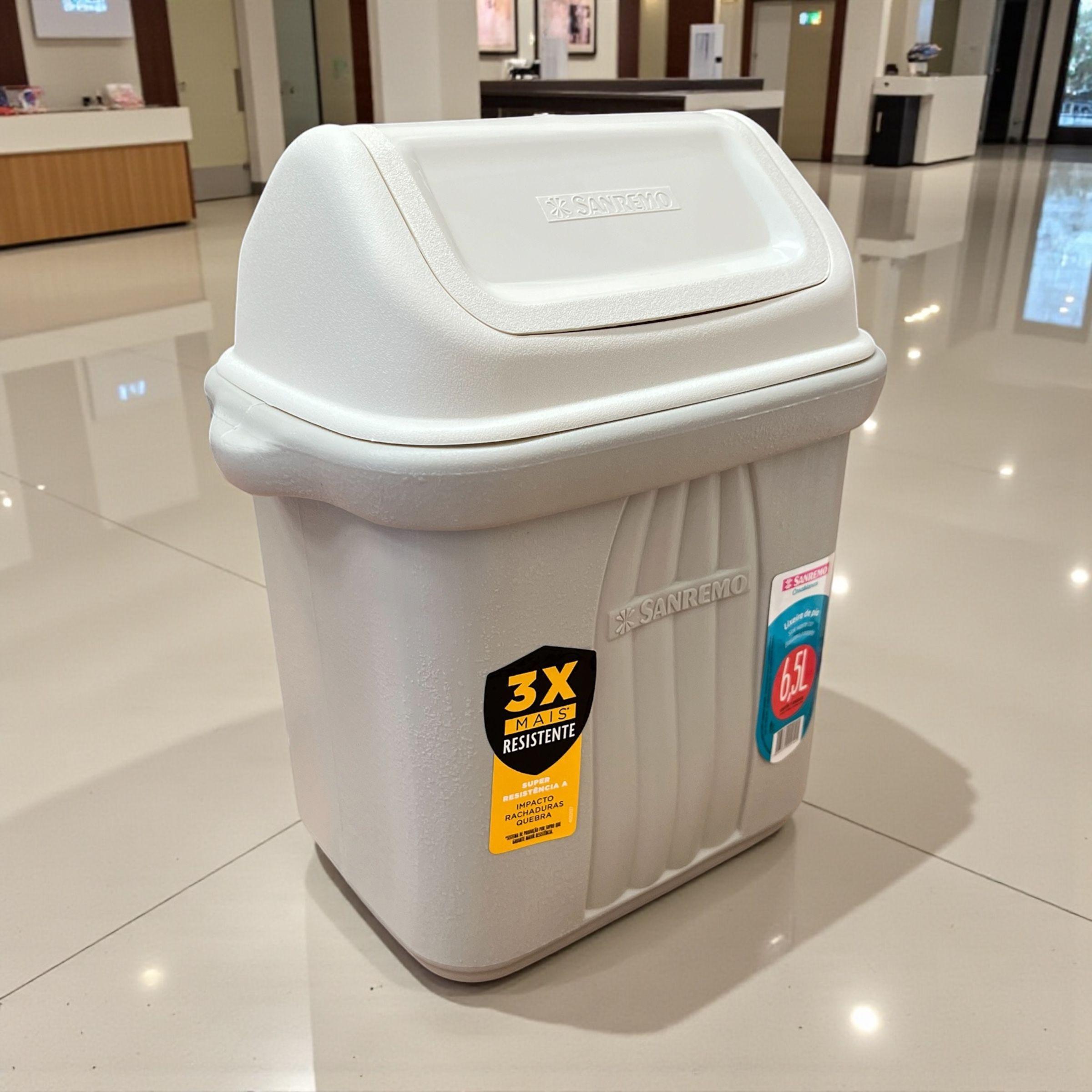 Basurero plastico tapa vaiven 6 5l Beige-1