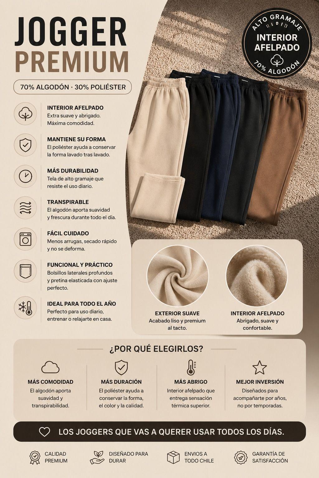 Jogger Recto Pantalon Buzo 450Gr Hombre Algodon Forro Polar-4