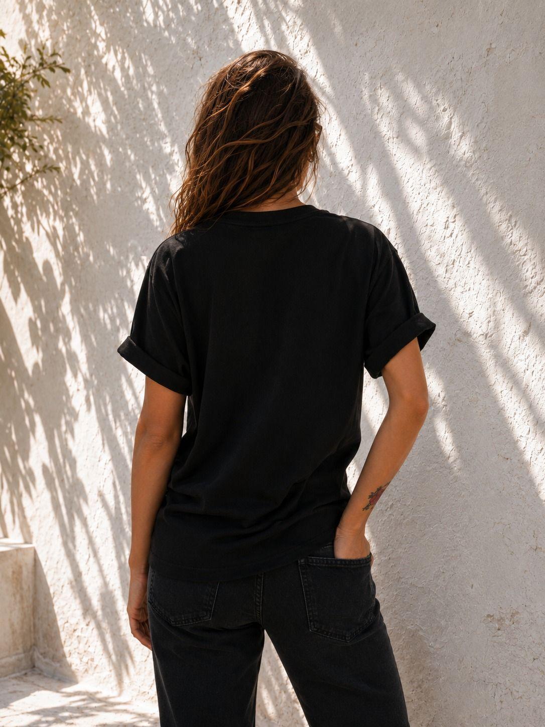 Polera oversize mujer 200gr cuello redondo 100 algod n-1