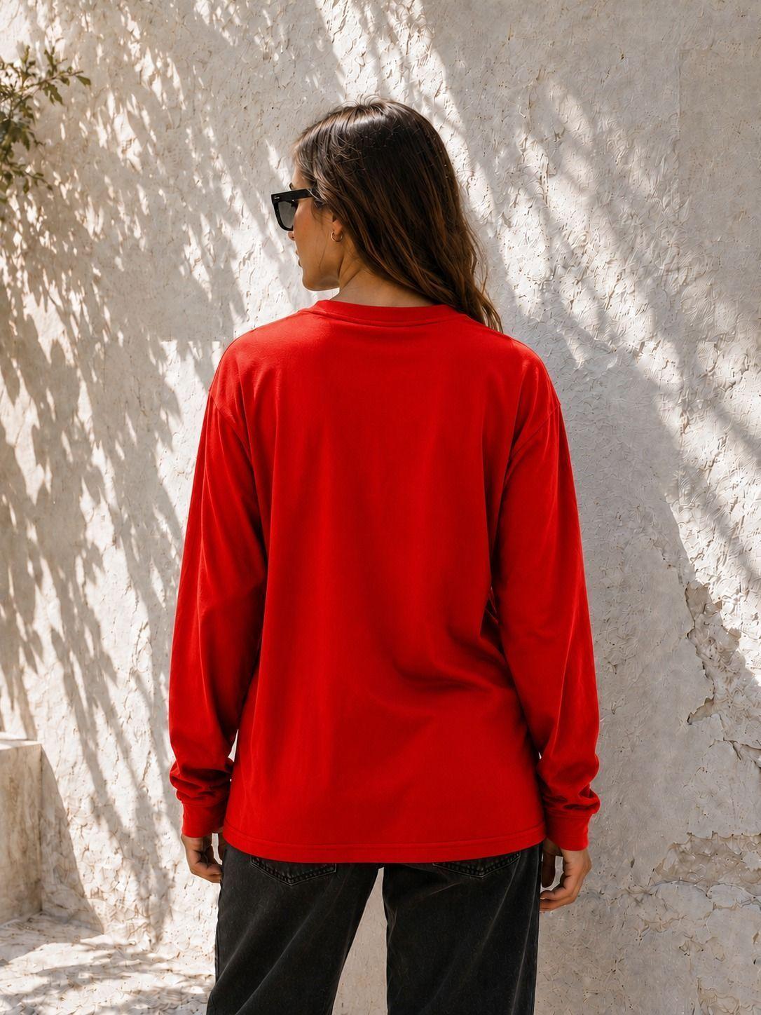 Polera Manga Larga Oversize Mujer 220Gr Cuello Redondo 100 Algodon-1