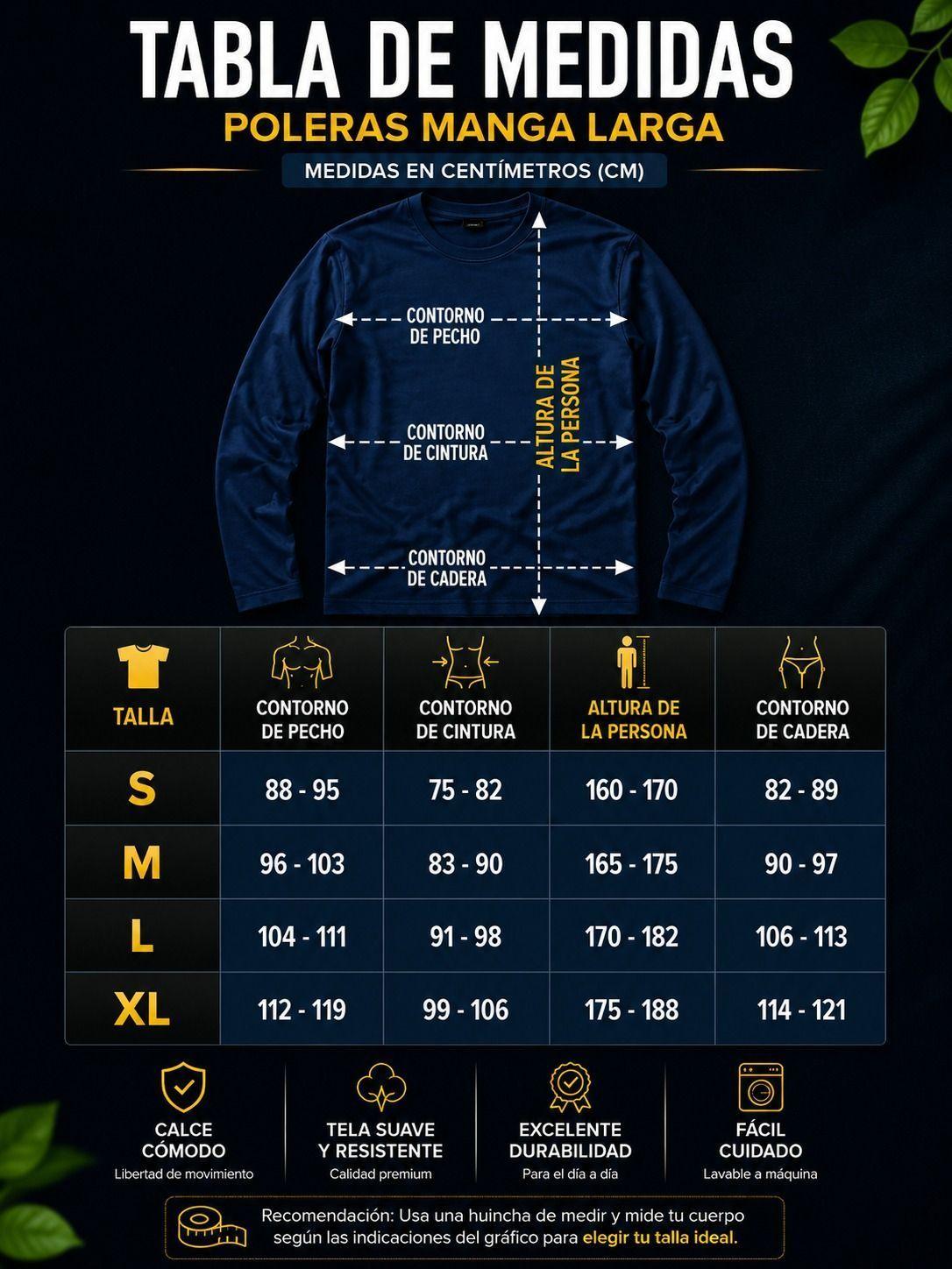 Polera Manga Larga 220Gr Cuello Redondo 100 Algod n-5