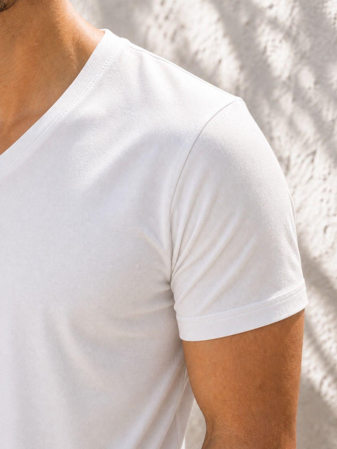 Polera Cuello V Premium De 200Gr slimfit Unisex elasticada-2