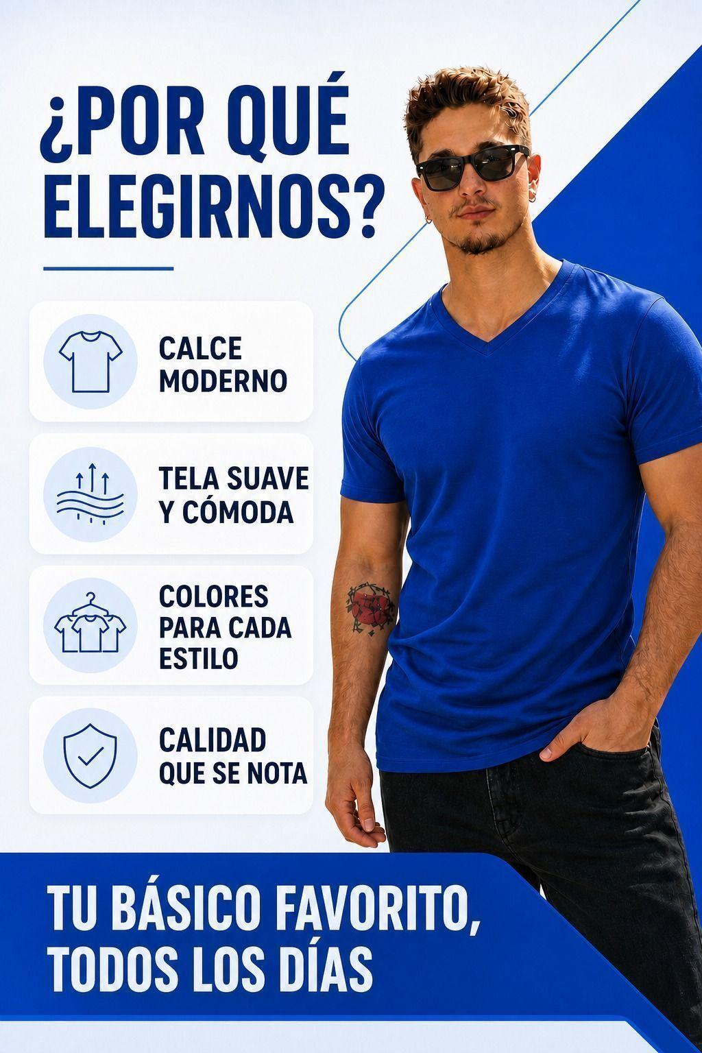 Polera Cuello V Premium De 200Gr slimfit Unisex elasticada-5