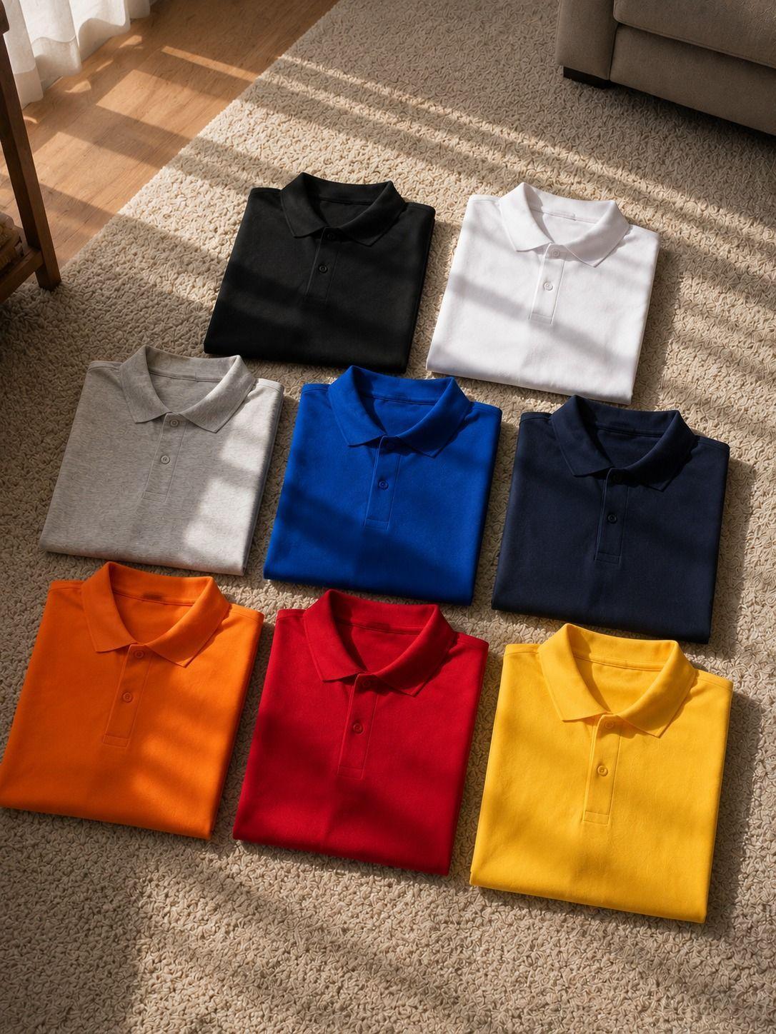 Polera Pique polo Basica Hombre 100 Algodon Manga Corta 240g m-5