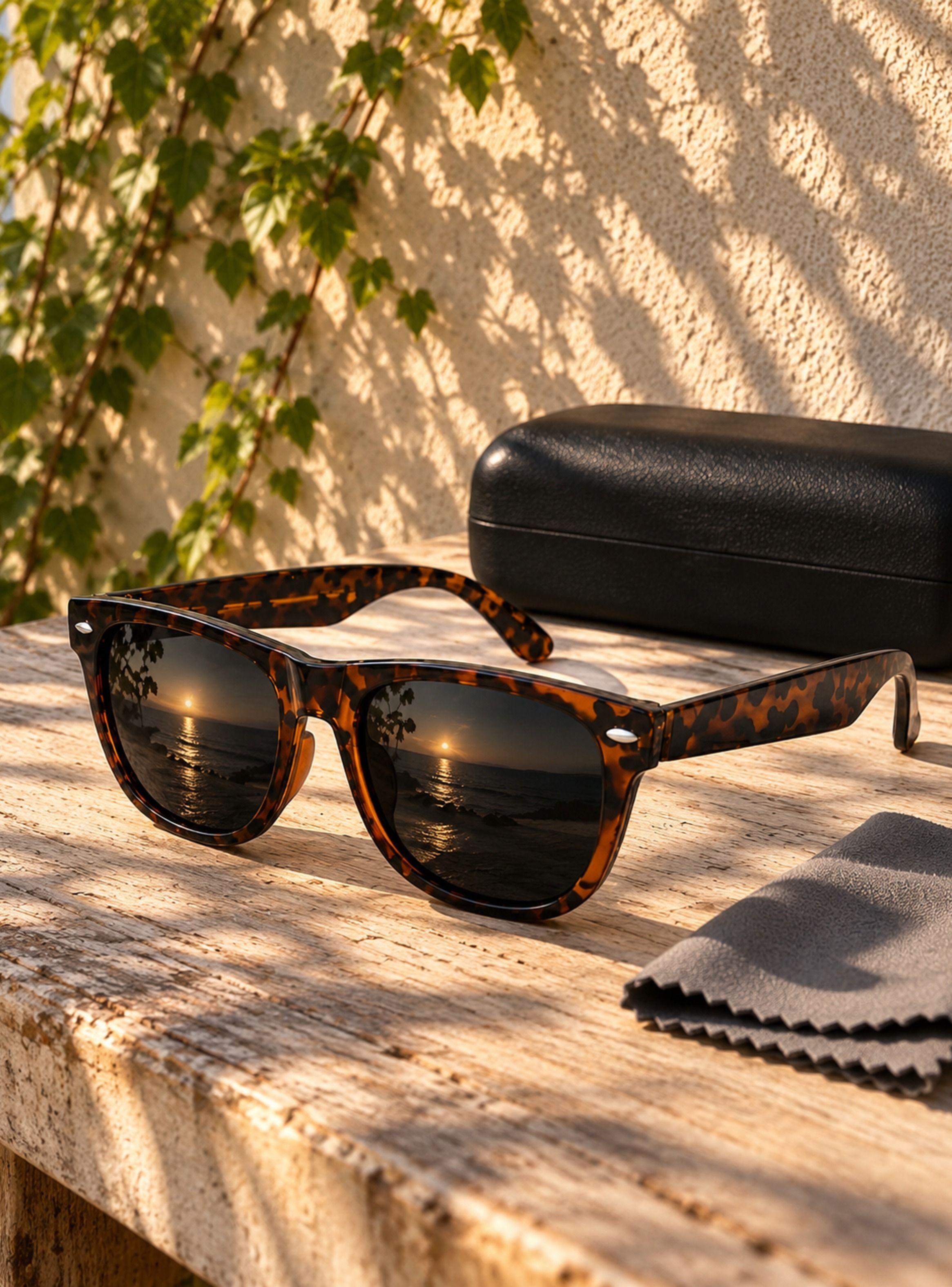 Lentes De Sol Polarizados Wayfarer UV400 Carey Unisex-0