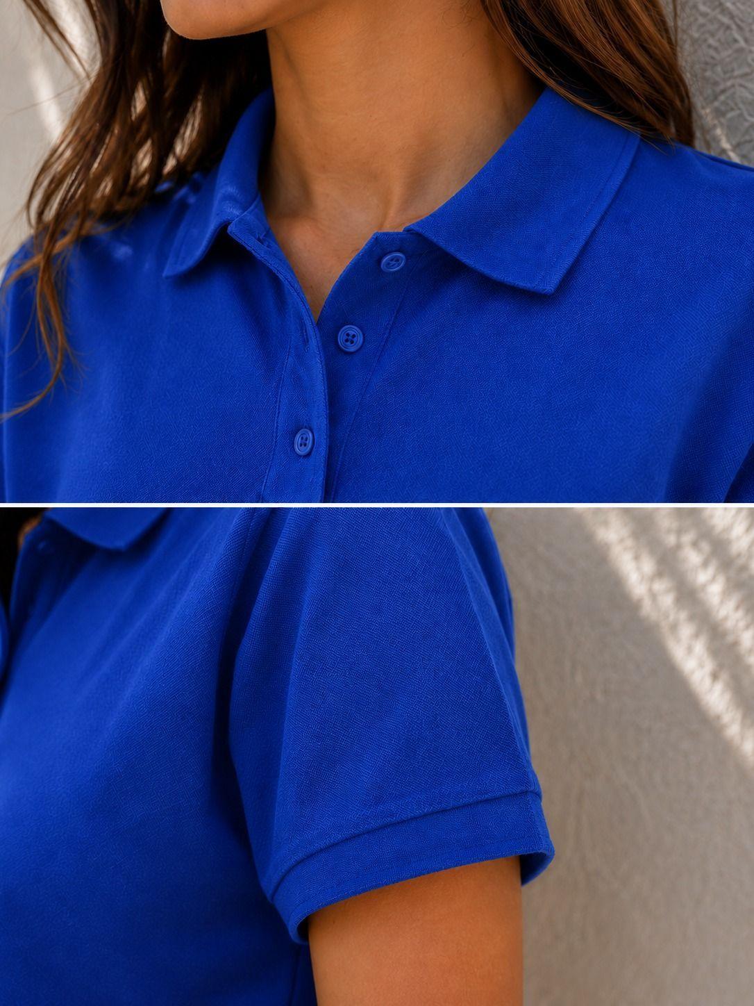 Polera Pique polo Oversize Mujer Basica 100 Algodon Manga Corta 240g m-2