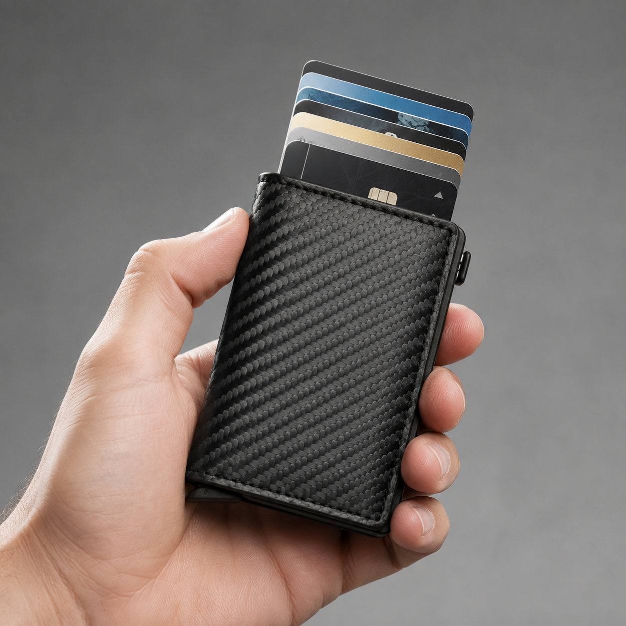 Billetera Hombre RFID Fibra de Carbono Negra Tarjetero Vizium-2