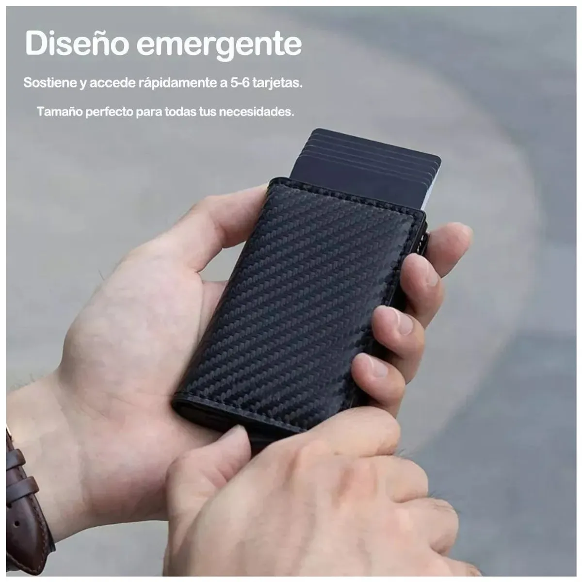 Billetera Hombre RFID Fibra de Carbono Negra Tarjetero Vizium-5