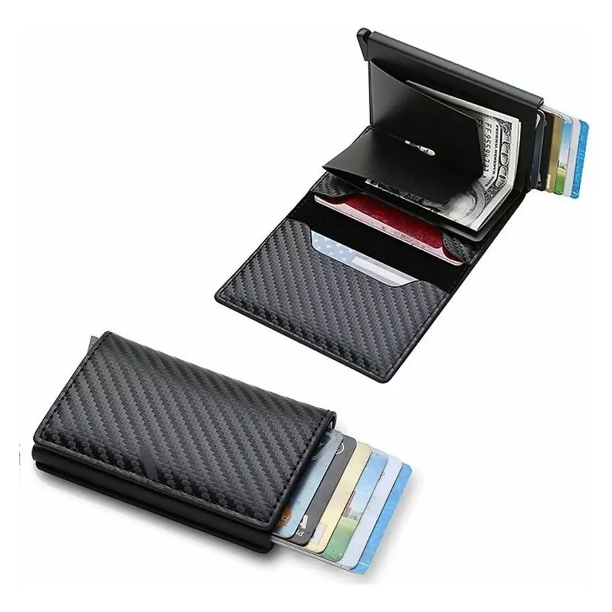 Billetera Hombre RFID Fibra de Carbono Negra Tarjetero Vizium-6