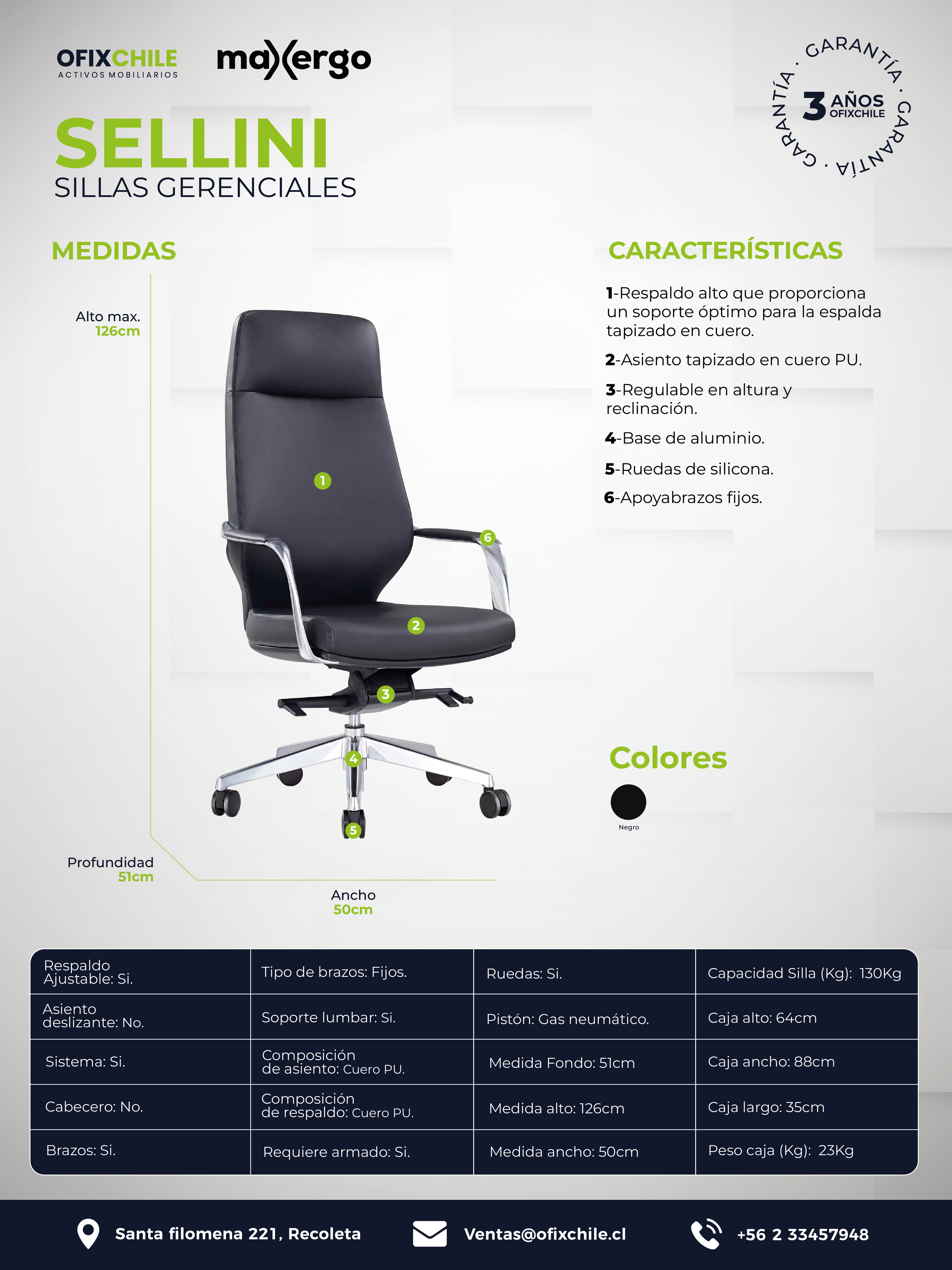 Sillón Gerencial Sellini Premium Oficina Ejecutiva Ofix-5