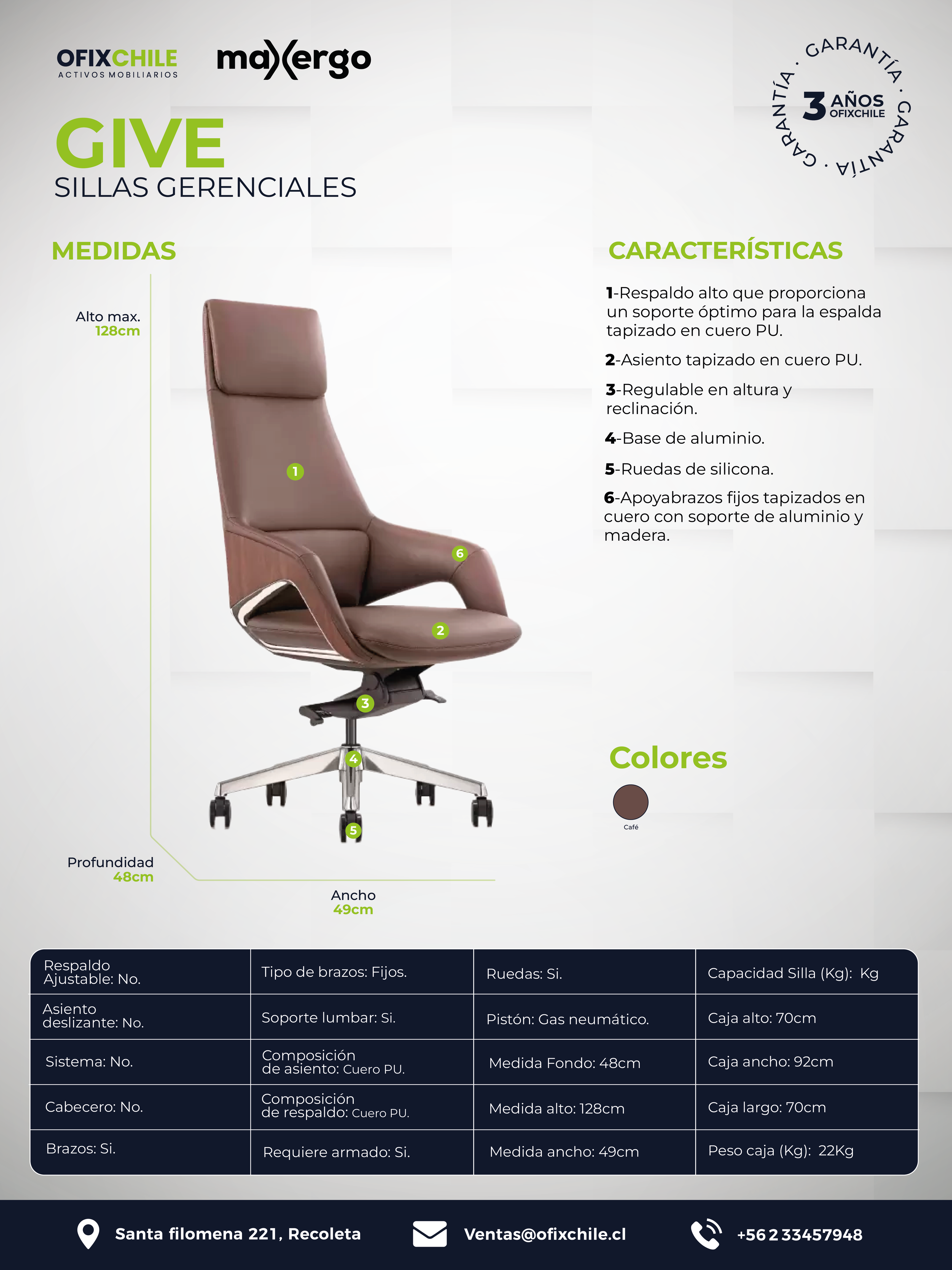 Sillón Gerencial Give Alta Gama Para Oficina Ejecutiva Ofix-5