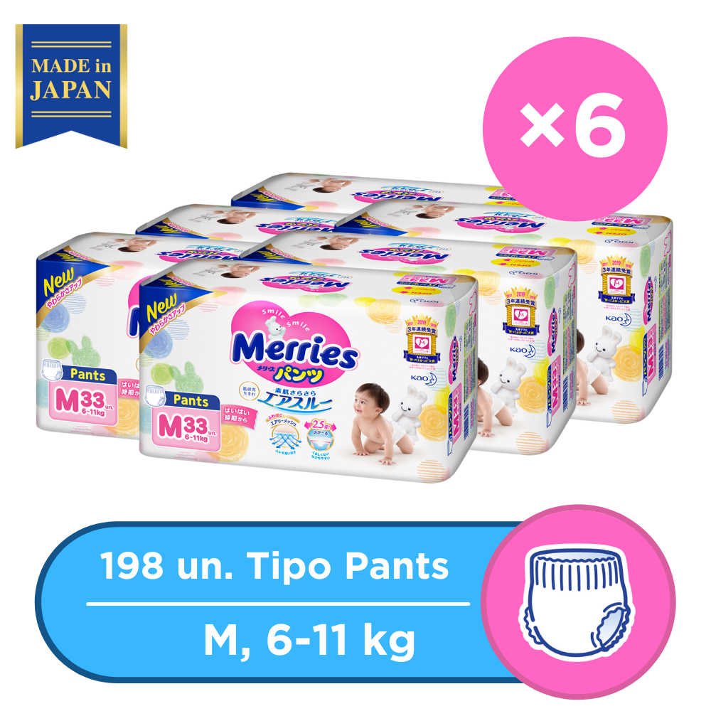 PACK PANTS MERRIES X6 TALLA M "198 PCS" (6 - 11 Kg)-0
