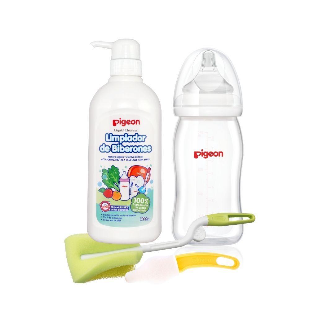 Pack Mamadera Pigeon Sottouch 240ml + Kit De Limpieza-0