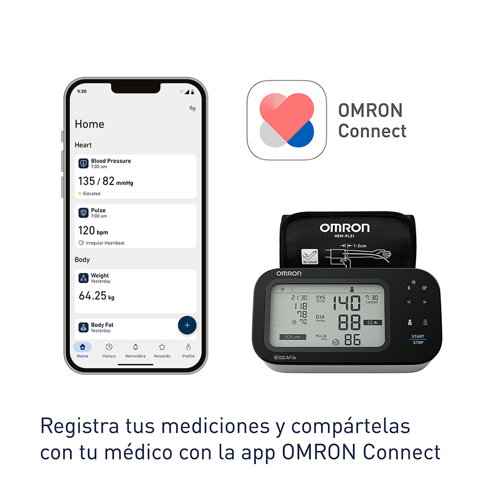 Monitor de presión arterial de brazo OMRON M7 HEM 7380T Afib-5