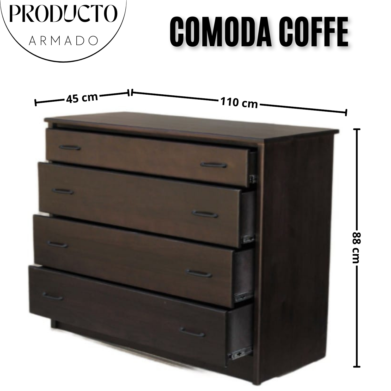 Cómoda Madera Coffe 4 Cajones-2