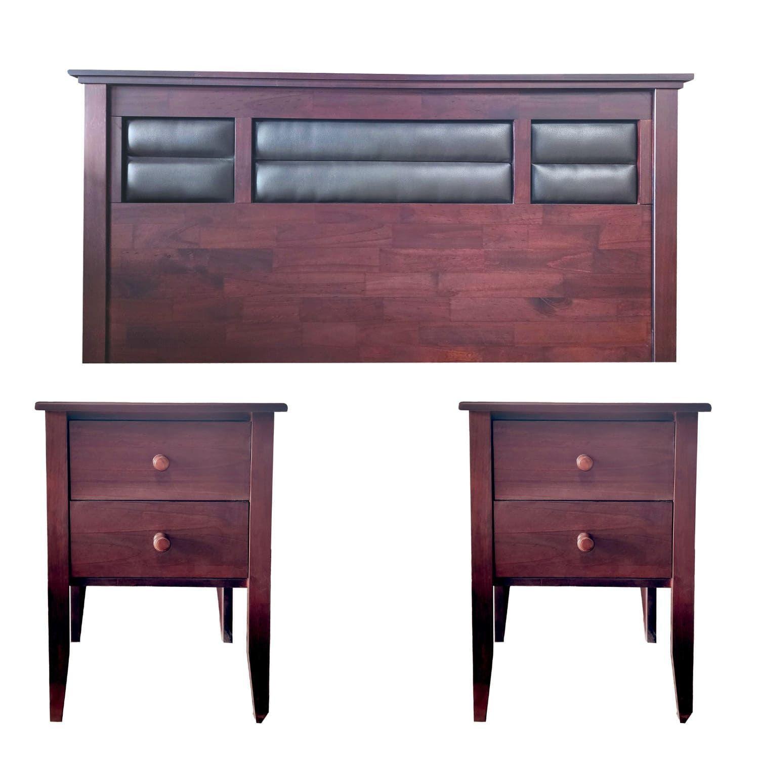 Set Respaldo Velador Madera Provenza 2 plaza-0