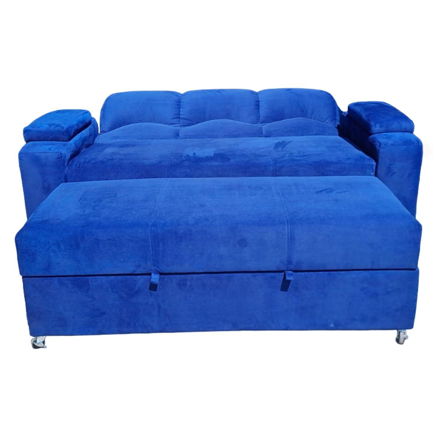 SOFA CAMA FUNCIONAL 2 PZ DECO FELPA AZUL-4