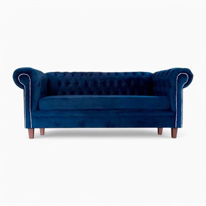 SOFA FELPA 3 CUERPOS CHESTERFIELD CAPITONE BRABANTE AZUL LARGE-3
